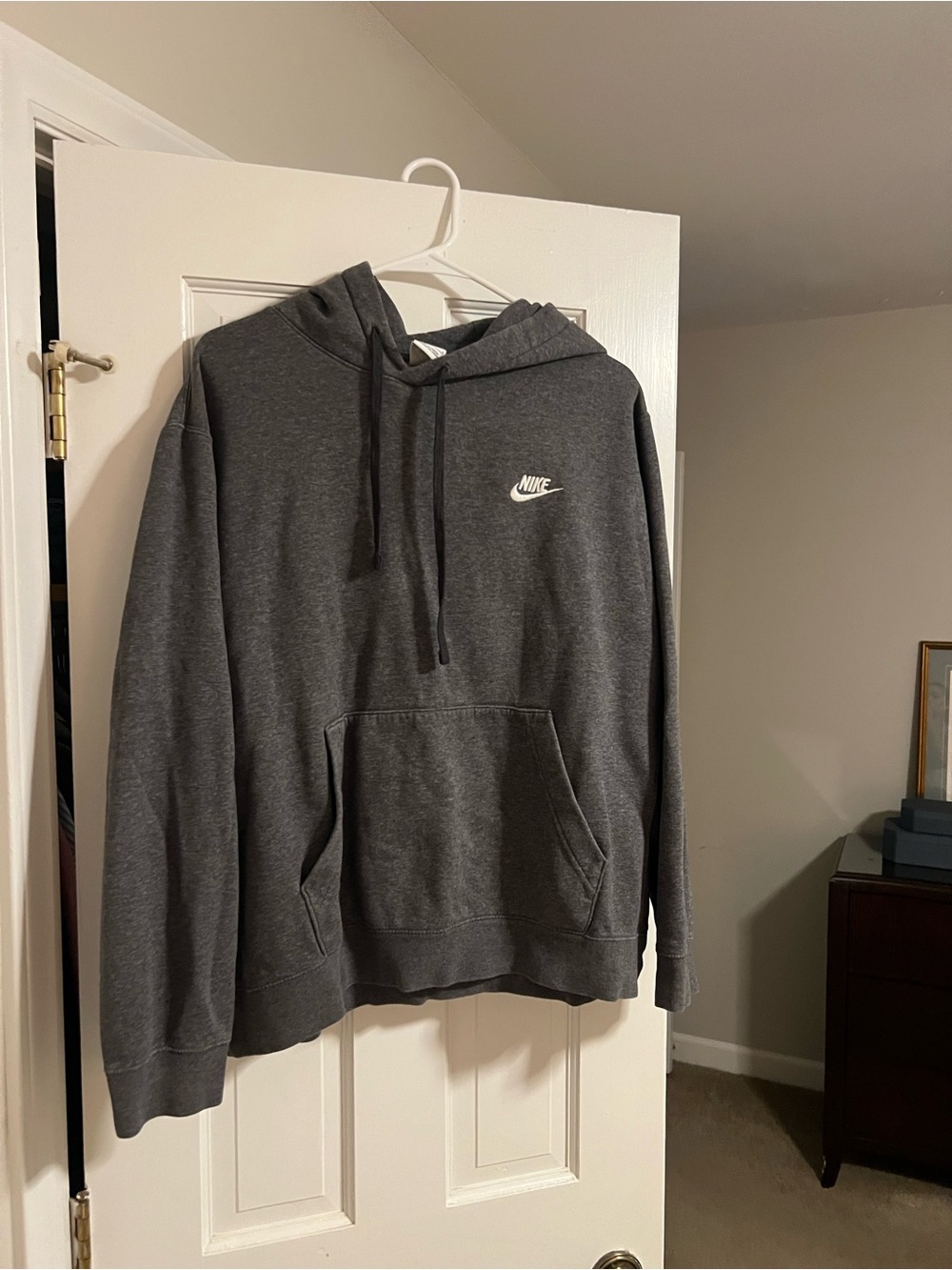 Nike Dark Gray Pullover Hoodie with Small White Swoosh